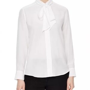 Sandro White Silk Blouse with Tie Front